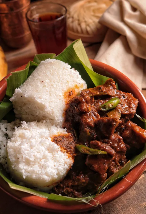 Beef curry served at Indian Bell