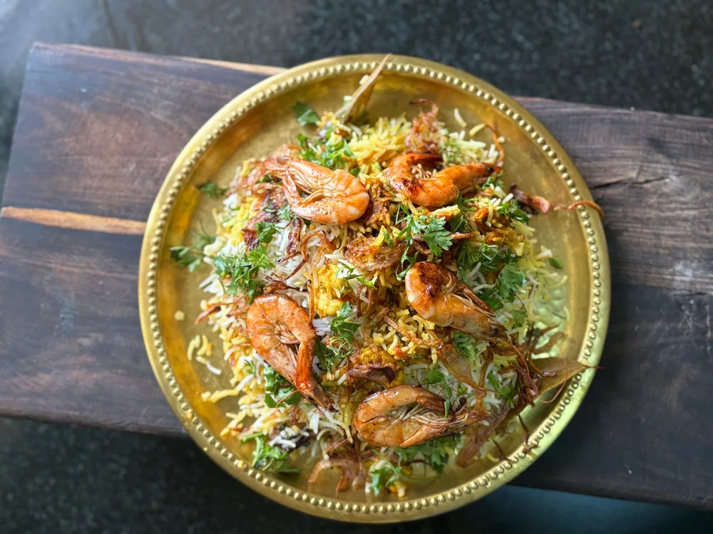 Biriyani from the pot shrimp served at Indian Bell