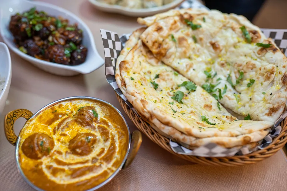 Butter nan served at Indian Bell
