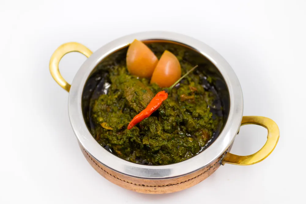 Chana saag served at Indian Bell