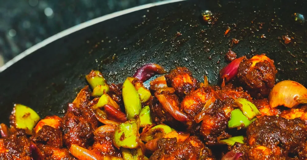 Chilly prawns served at Indian Bell
