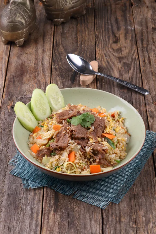 Fried rice beef served at Indian Bell