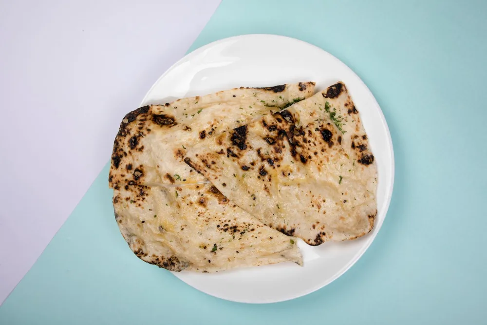 Garlic nan served at Indian Bell