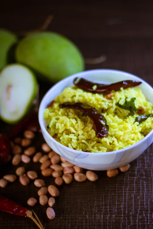 Lemon rice served at Indian Bell