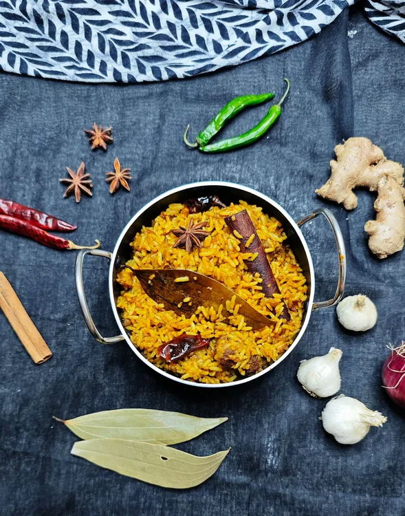 Indian Bell special mix biriyani served at Indian Bell